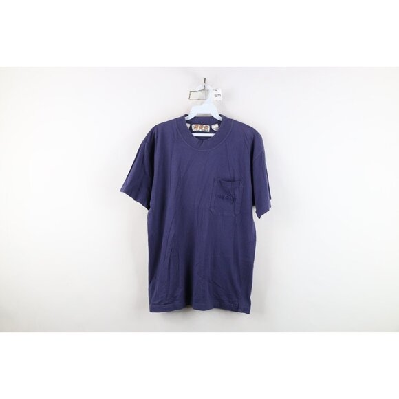 Vintage 90s MBS Diesel Knitwear Mens Medium Spell Out Pacific Pocket T-Shirt - Picture 1 of 13
